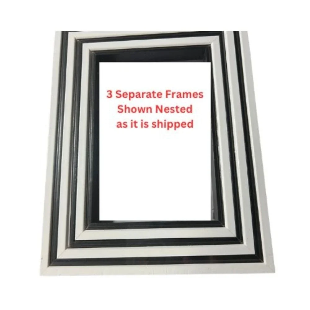 Picture Frames-4x6 and 5x7 and 6x8 Hanging or Standing-Set of 3 White/Black
